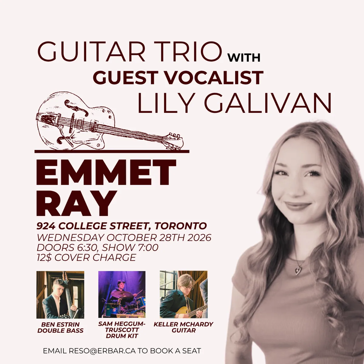 Ben Estrin Trio w/ Lily Galivan, Straight Ahead Jazz at The Emmet Ray