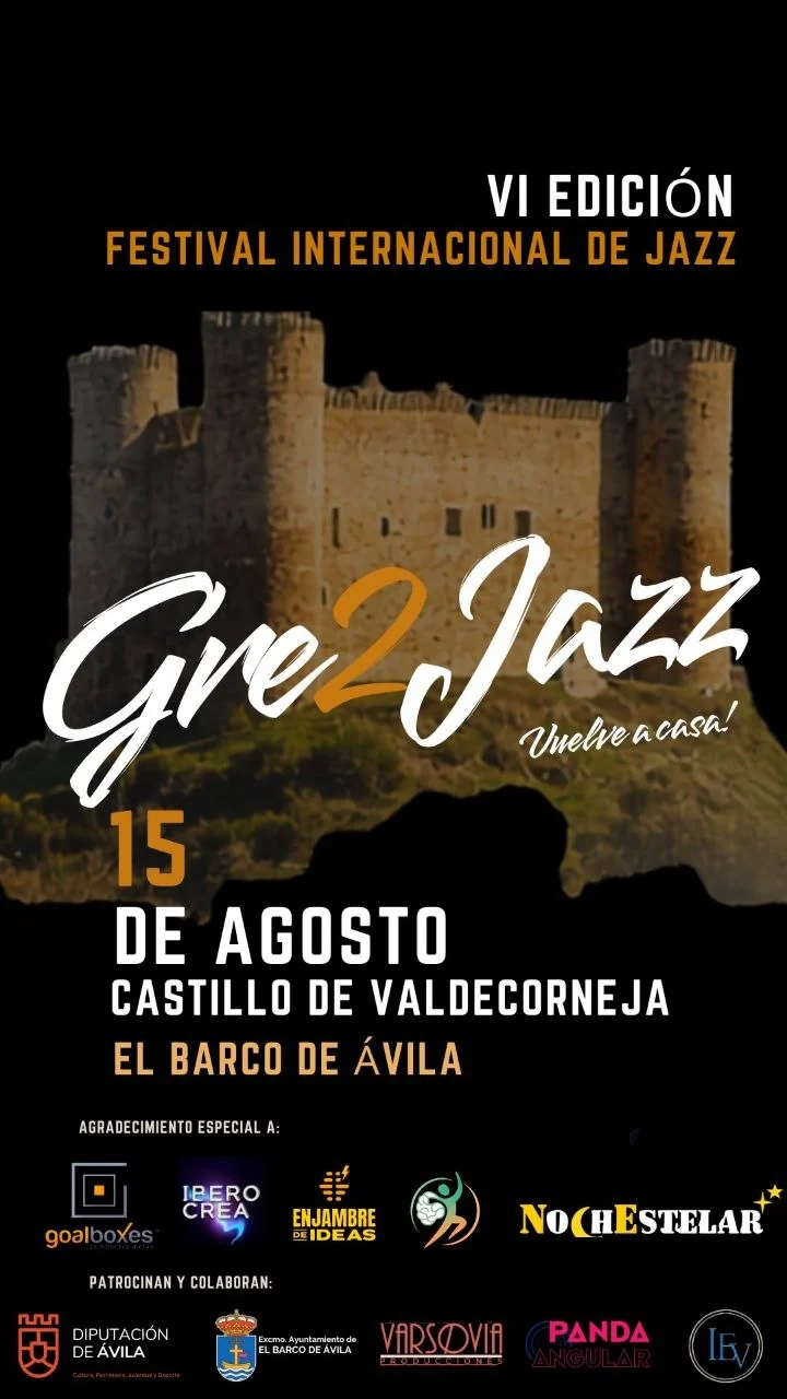 Cartel del Festival Gre2Jazz 2026 · 15 de agosto en El Barco de Ávila, en el Castillo de Valdecorneja