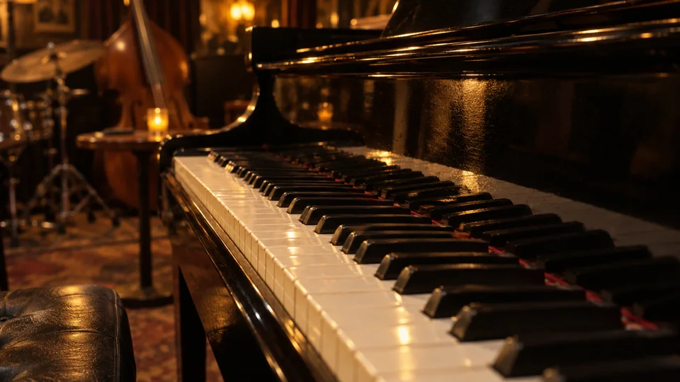 Teclas de un piano en un club de jazz